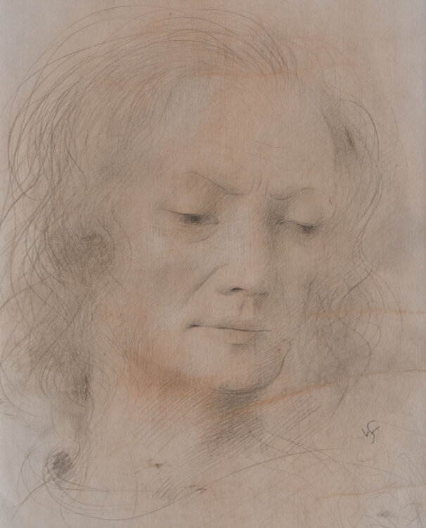 Willi Schmid - Männliches Porträt - o.J. - Bleistift, Pastell
