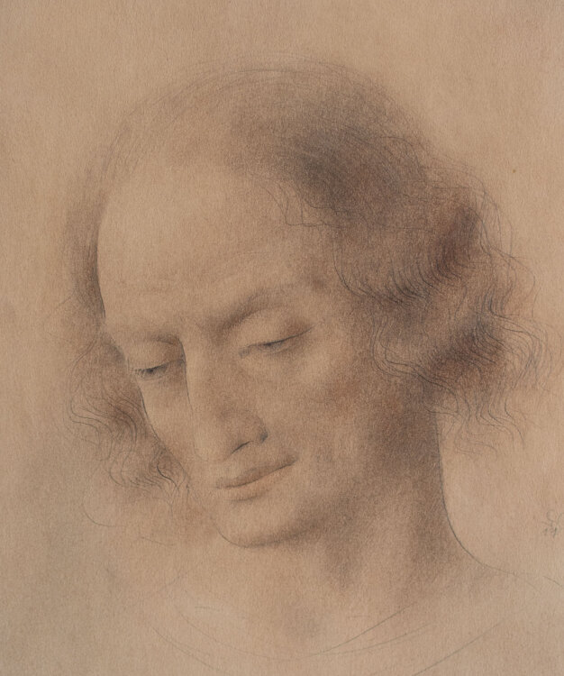 Willi Schmid - Männliches Porträt - 1937 - Bleistift, Pastell