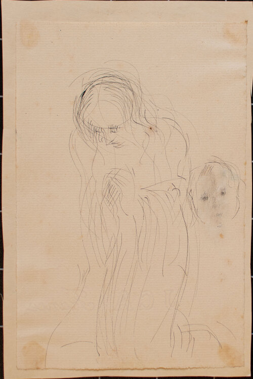 Willi Schmid - Kniende Frauenfigur mit Kind - o.J. - Tusche