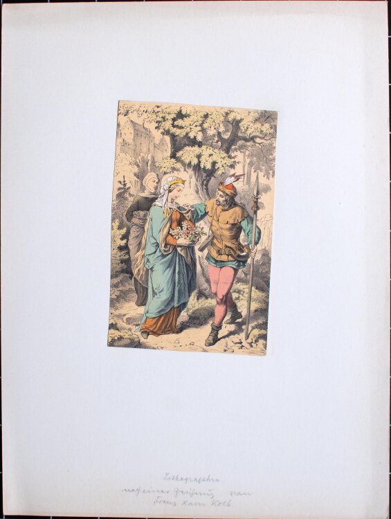 Frans Xaver Kolb - Heilige Maria mit Mann - 19. Jahrhundert - kolorierte Lithografie f