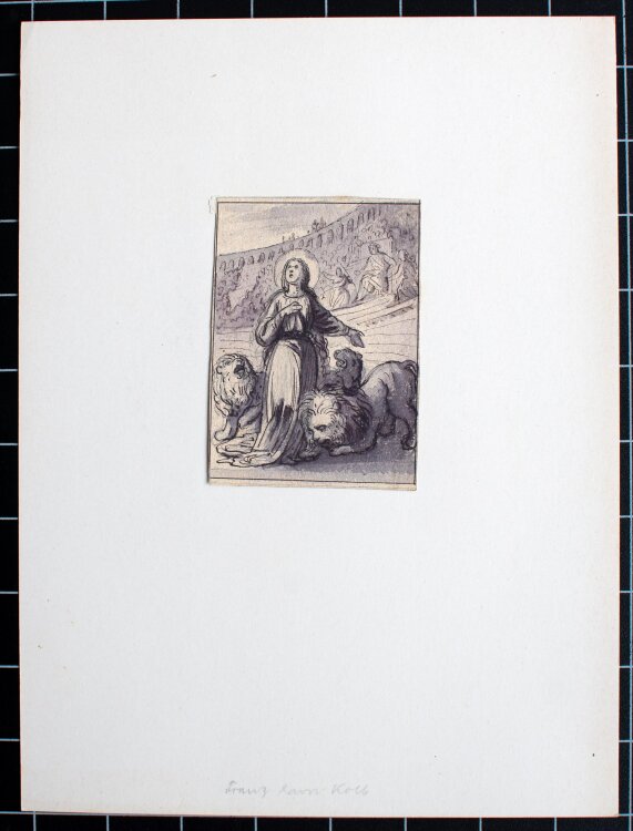 Frans Xaver Kolb - Blandina mit Löwen - 19. Jahrhundert - Feder Zeichnung