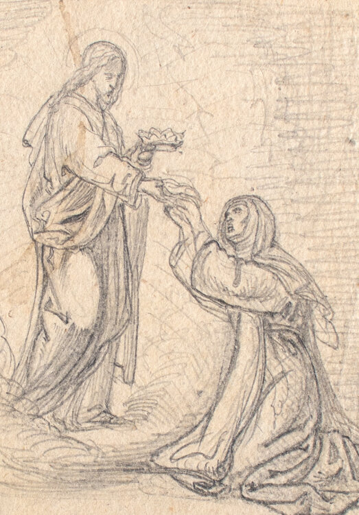 Frans Xaver Kolb - Jesus heilt die blutende Frau - 19. Jahrhundert - Bleistift Zeichnung