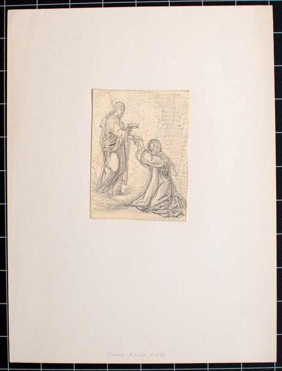 Frans Xaver Kolb - Jesus heilt die blutende Frau - 19. Jahrhundert - Bleistift Zeichnung