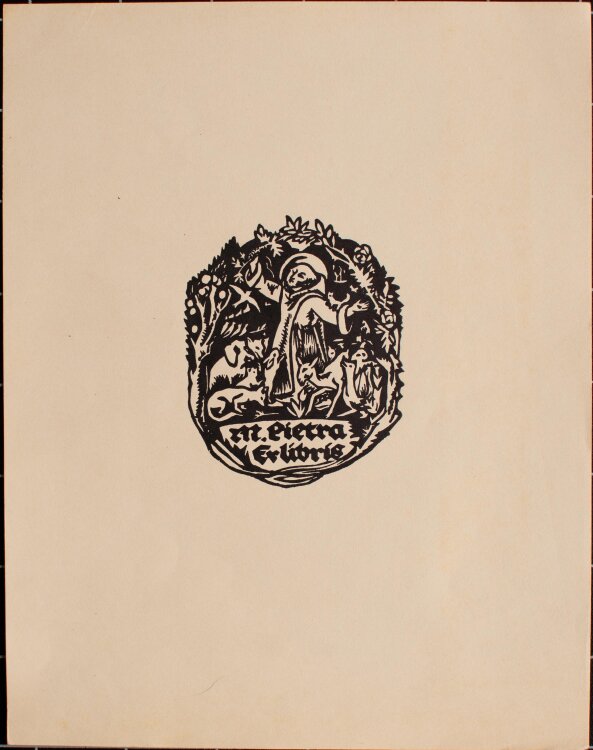 unbekannt - Ex Libris, der Heilige Franz von Assisi - Anfang 20. Jahrhundert - Holzschnitt