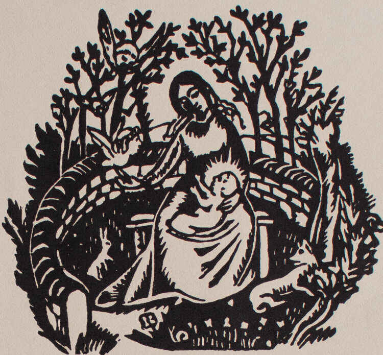 unbekannt - Madonna mit Kind im Garten - Anfang 20....