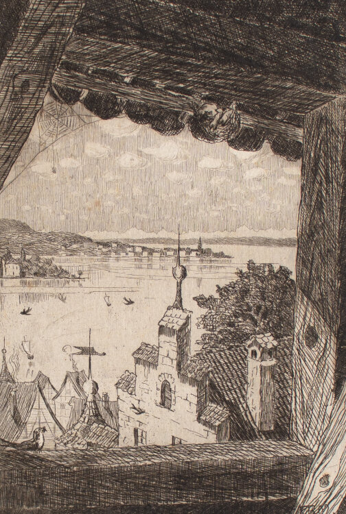 Karl Benecke - Stadtansicht am See - 1902 - Radierung