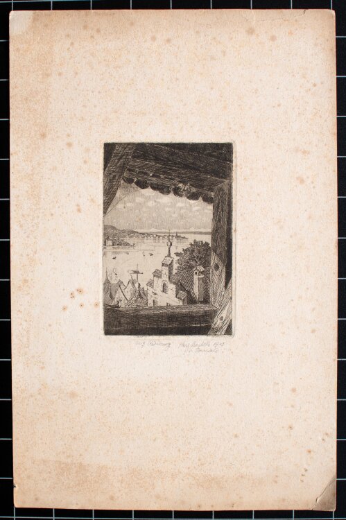 Karl Benecke - Stadtansicht am See - 1902 - Radierung