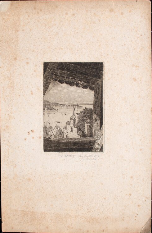 Karl Benecke - Stadtansicht am See - 1902 - Radierung