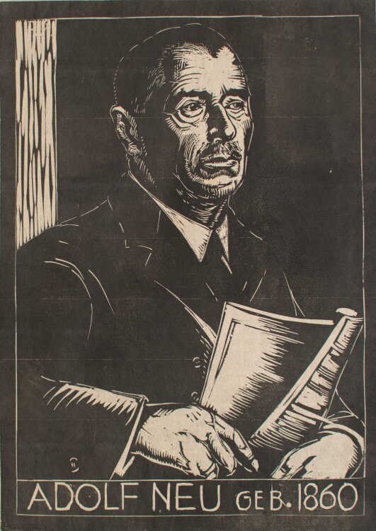 Adolf Neu - Künstlerselbstbildnis - um 1910 - Linolschnitt