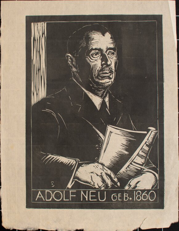 Adolf Neu - Künstlerselbstbildnis - um 1910 - Linolschnitt