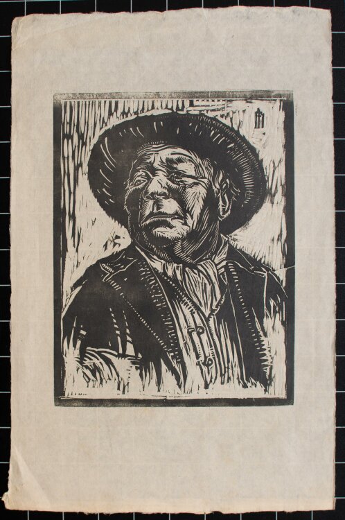 Adolf Neu - Cowboy Männerbildnis - um 1911 - Linolschnitt