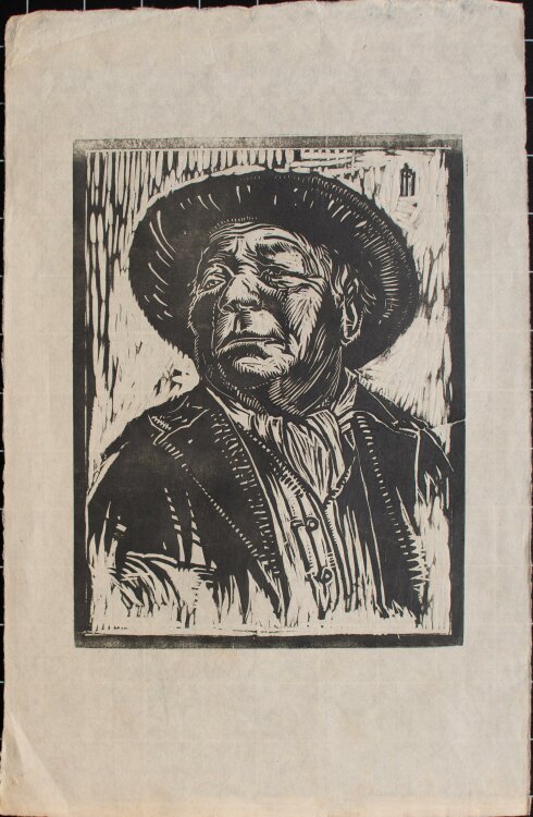 Adolf Neu - Cowboy Männerbildnis - um 1911 - Linolschnitt