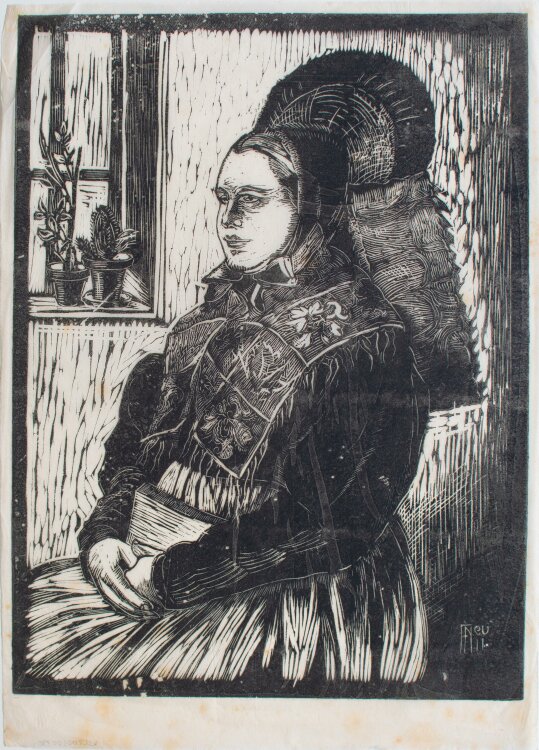 Adolf Neu - Spanischer Frauenbildnis - 1911 - Linolschnitt