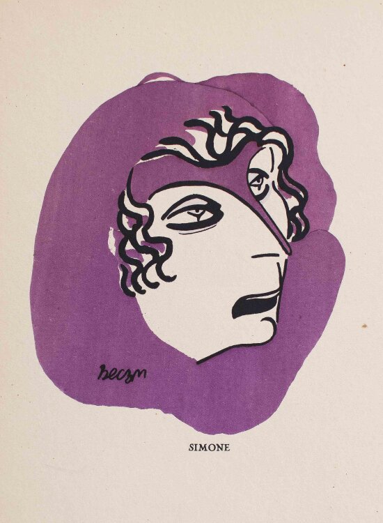 Bernhard Kahn (Bécan) - Frauenporträt Simone - o.J. - Lithografie