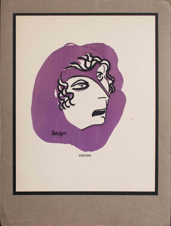 Bernhard Kahn (Bécan) - Frauenporträt Simone - o.J. - Lithografie