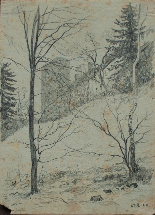 Wilhelm Danz - o. T. (Landschaft) - Bleistiftzeichnung -...