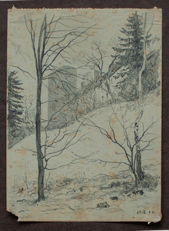 Wilhelm Danz - o. T. (Landschaft) - Bleistiftzeichnung - 1920