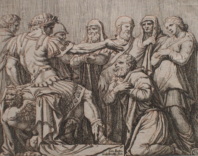 Giovanni Battista Galestruzzi - Familie des Darius vor Alexander - o.J. - Radierung