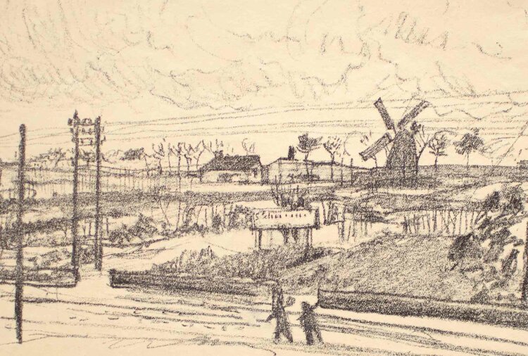 Rudolf Grossmann - Landschaft mit Windmühle - um 1910 - Lithografie
