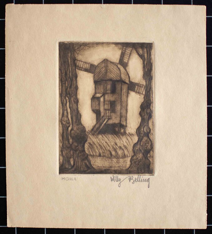 Willy Belling - Mühle - Ende 1800 - Radierung