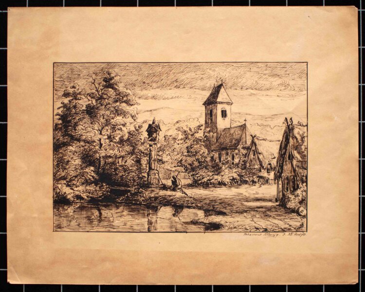 Signiert Johannes Scheurig (?) - Mann am Brunnen - 1870 -...