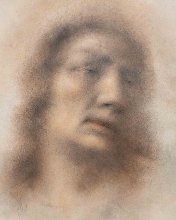 Willi Schmid - Heilige Männerkopf - 1948 - Bleistift, Pastell