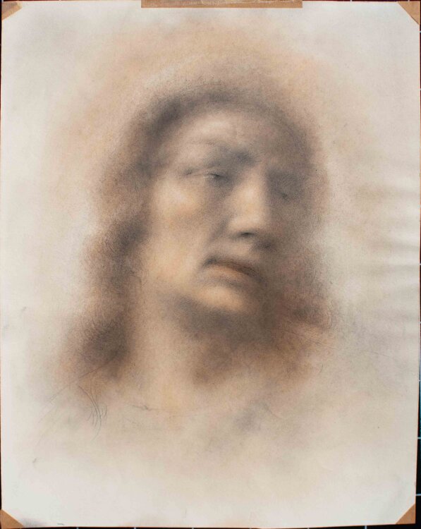 Willi Schmid - Heilige Männerkopf - 1948 - Bleistift, Pastell