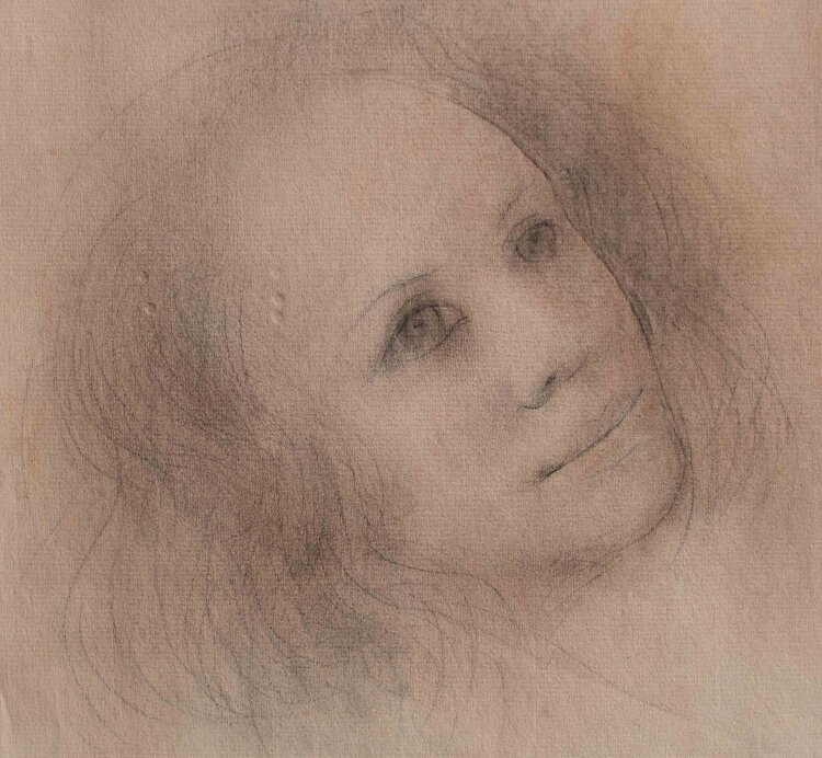 Willi Schmid - Frauenkopf - o.J. - Bleistift, Pastell