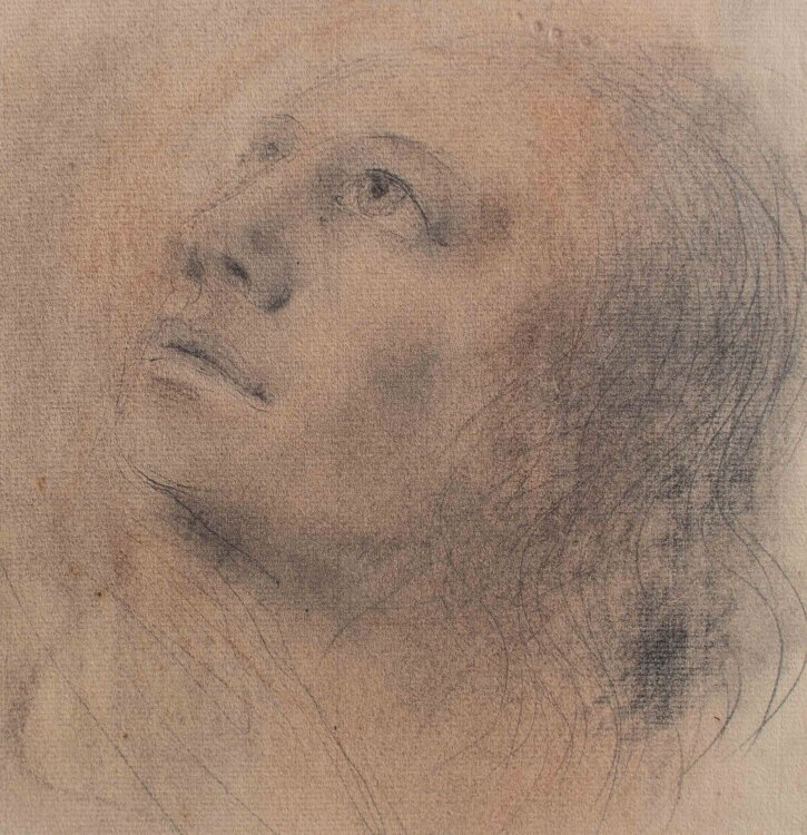 Willi Schmid - Männerkopf - o.J. - Bleistift, Pastell