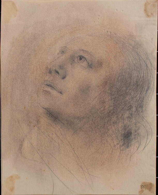 Willi Schmid - Männerkopf - o.J. - Bleistift, Pastell