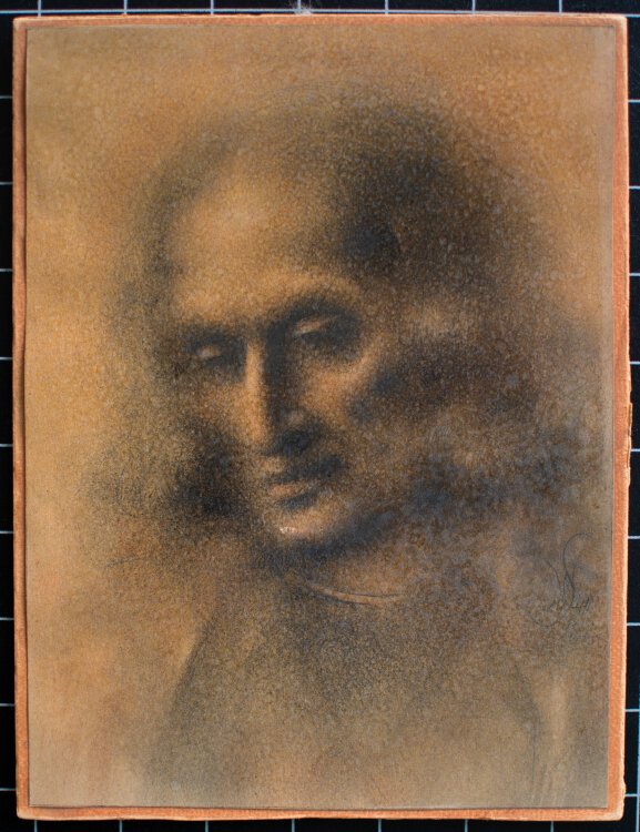 Willi Schmid - Männerbildnis - 1944 - Kohle Zeichnung