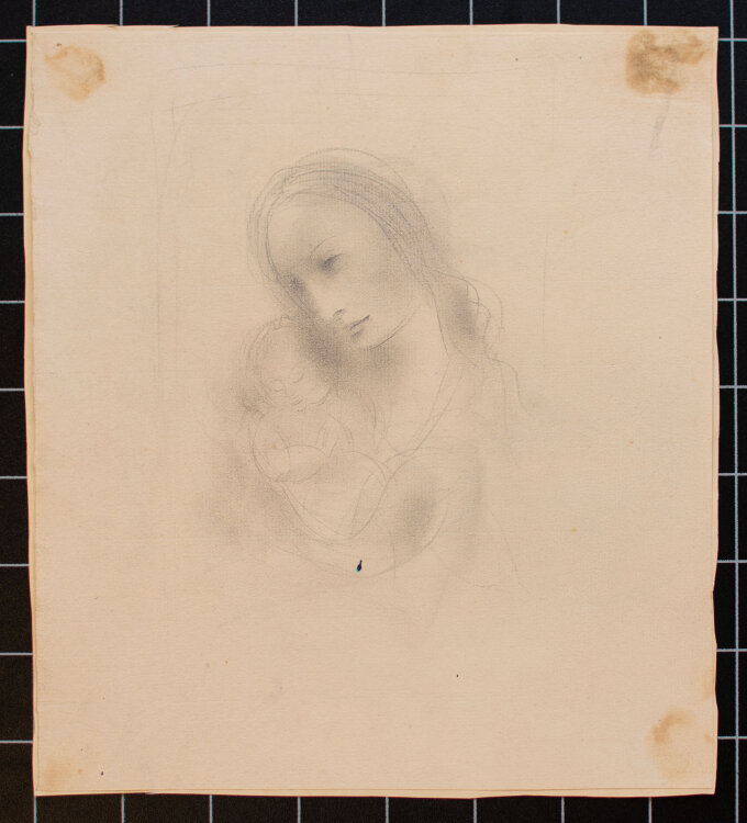 Willi Schmid - Madonna mit Kind - o.J. - Bleistift Zeichnung