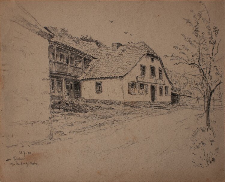 Wilhelm Danz - Fährhaus am Semberg - Bleistiftzeichnung - 1920