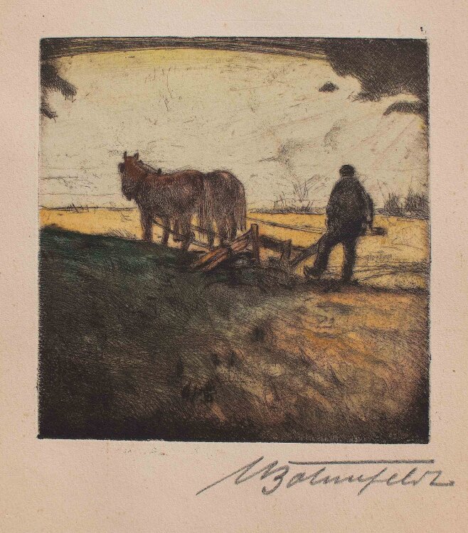 Walter Bohnefeldt - Bauer bei der Feldarbeit - o.J. - Farbardierung