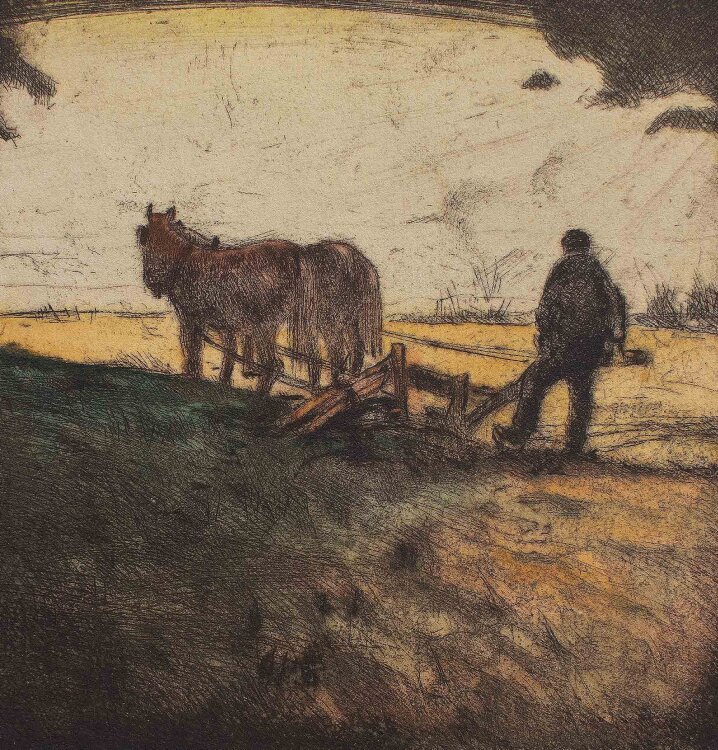 Walter Bohnefeldt - Bauer bei der Feldarbeit - o.J. - Farbardierung