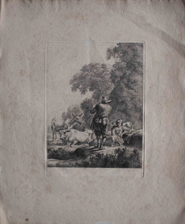Christian Gotthelf Schönberg - Hirtenszene mit Flöte - 1771 - Radierung