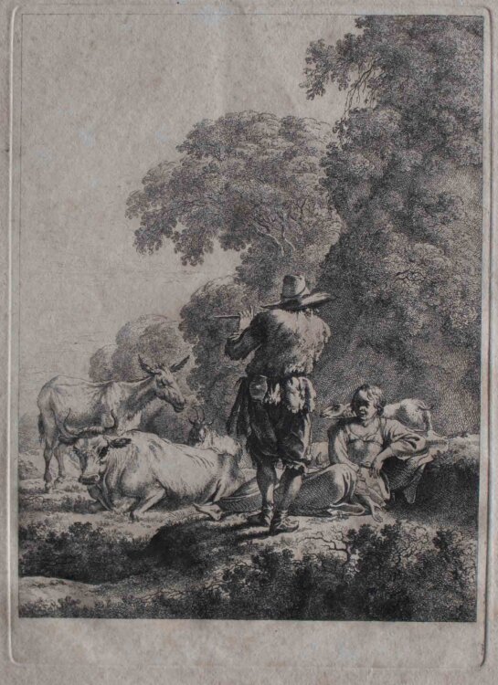 Christian Gotthelf Schönberg - Hirtenszene mit Flöte - 1771 - Radierung