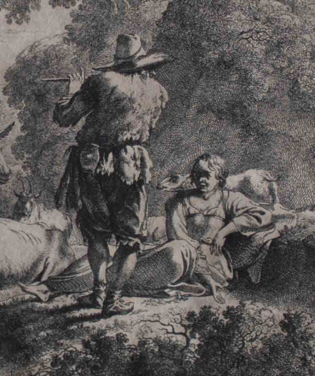 Christian Gotthelf Schönberg - Hirtenszene mit Flöte - 1771 - Radierung