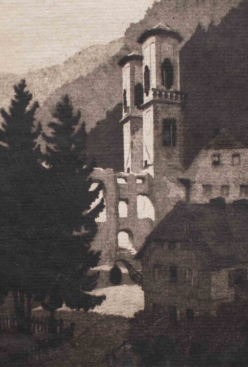Walter Siebert-Lemàn - Kloster Frauenalb, Schwarzwald - 1923 - Radierung