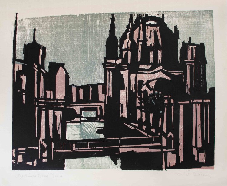 Erich Schönig - Berliner Dom - o.J. - Linoldruck