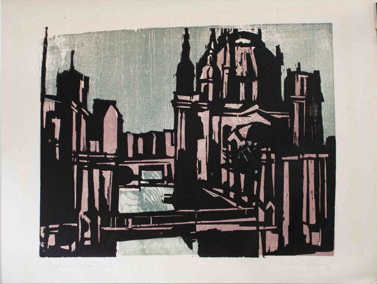 Erich Schönig - Berliner Dom - o.J. - Linoldruck