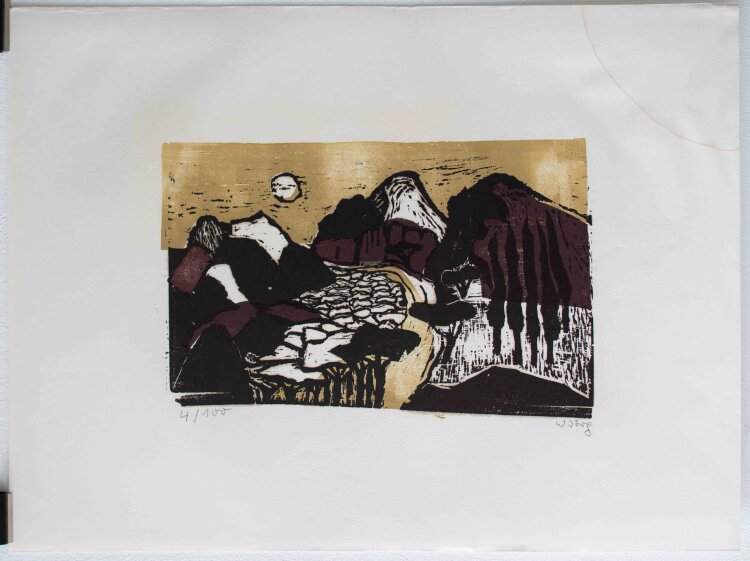 Wolfgang Jörg - Landschaft - 1980er - Linolschnitt