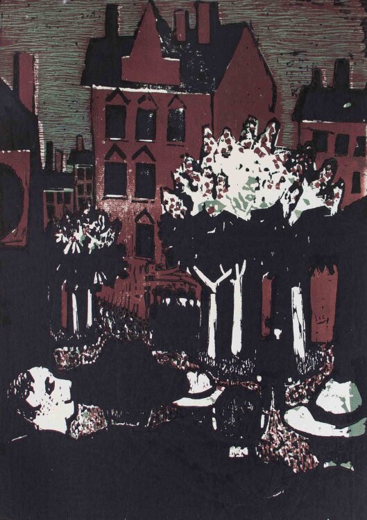 Wolfgang Jörg - Männerfrühling - o.J. - Linoldruck