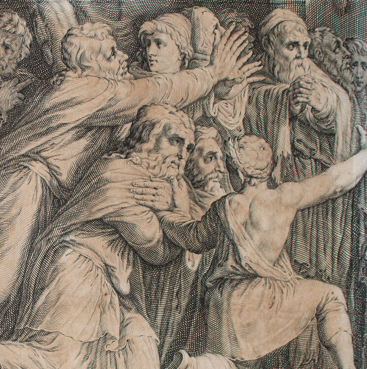 Jan Saenredam - Latona bittet ihre Kinder Apollo und Diana, Niobe zu bestrafen - 1594 - Kupferstich