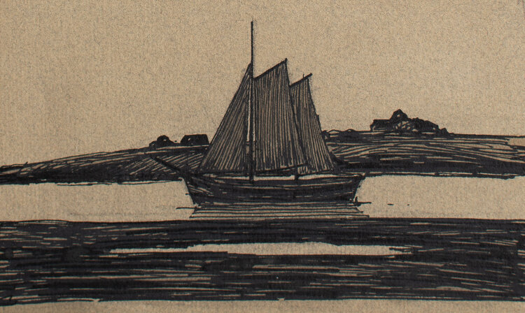 unbekannt - Segelboot vor Husum - 1907 - Tusche