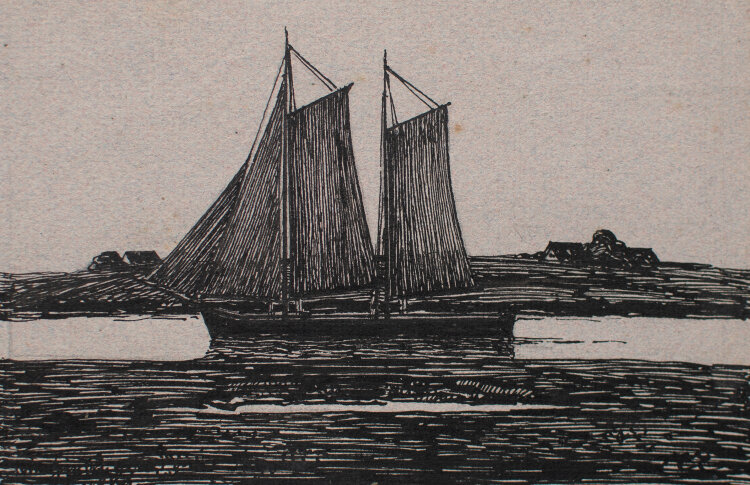 unbekannt - Segelboot vor Husum - 1907 - Tusche