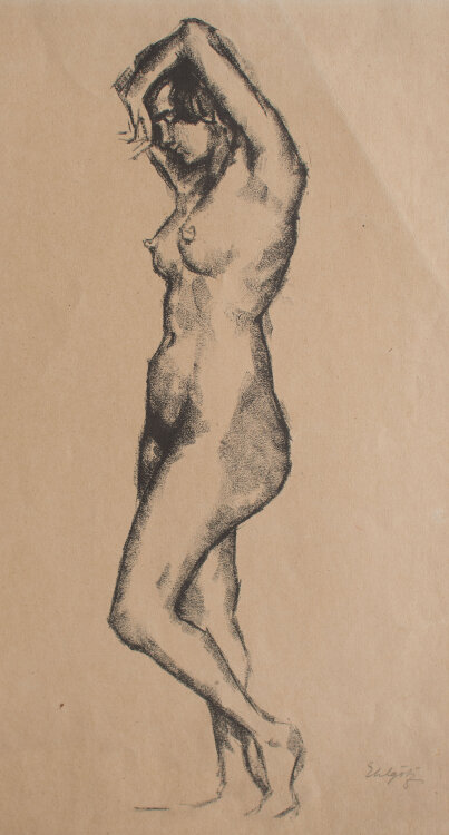 Edmund Götz - Stehender weiblicher Akt - o.J. - Lithografie