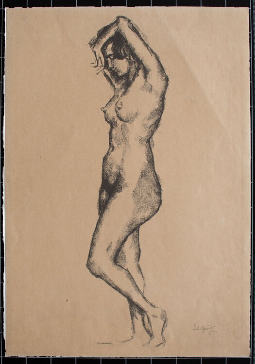 Edmund Götz - Stehender weiblicher Akt - o.J. - Lithografie