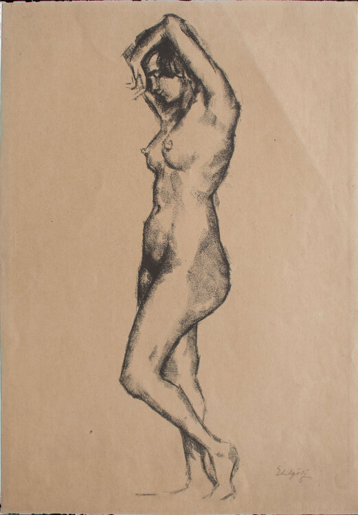 Edmund Götz - Stehender weiblicher Akt - o.J. - Lithografie