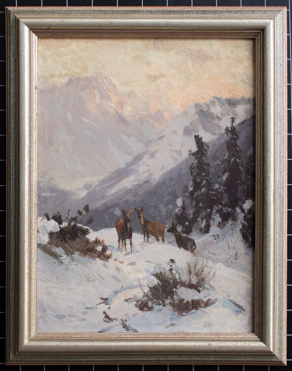 Julius Arthur Thiele - Rehe in winterlicher...